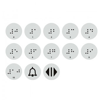 Тактильные наклейки для кнопок лифта с 0 по 10 этаж (набор), ДС95